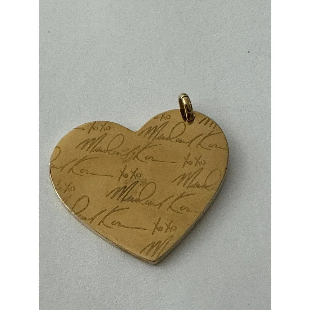 Michael Kors Gold Tone Engraved Signature‎ XOXO Heart Charm Pendant